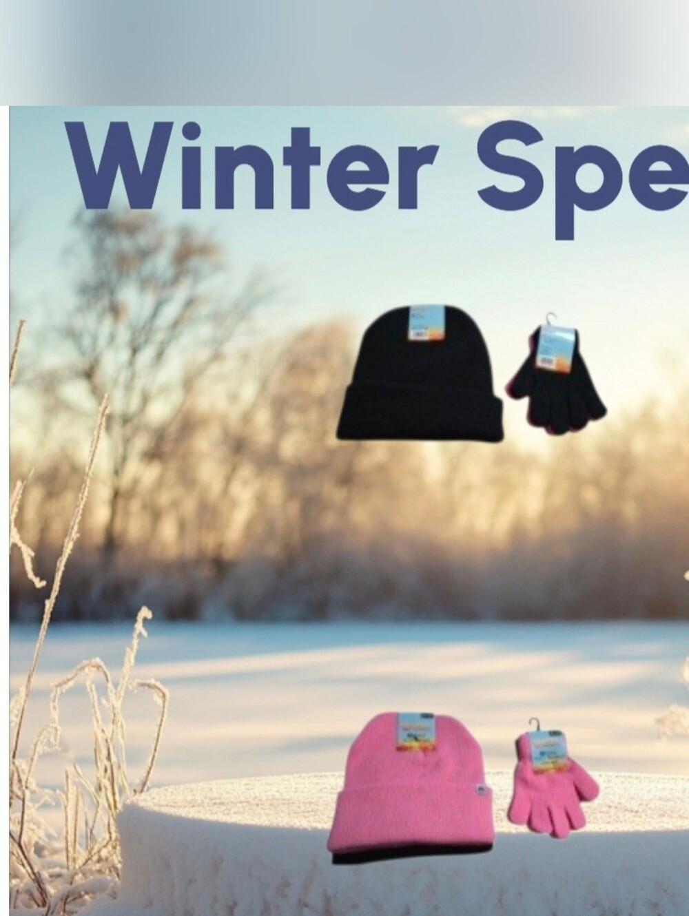 #HL03 Cozy Knit Beanie and Gloves Set - Black or Pink 2 Pairs